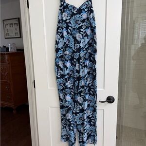 LOFT Navy Floral Jumpsuit